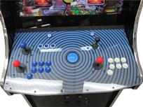 1003 2-player, blue buttons, white buttons, blue trackball, silver trim, dr. arcade